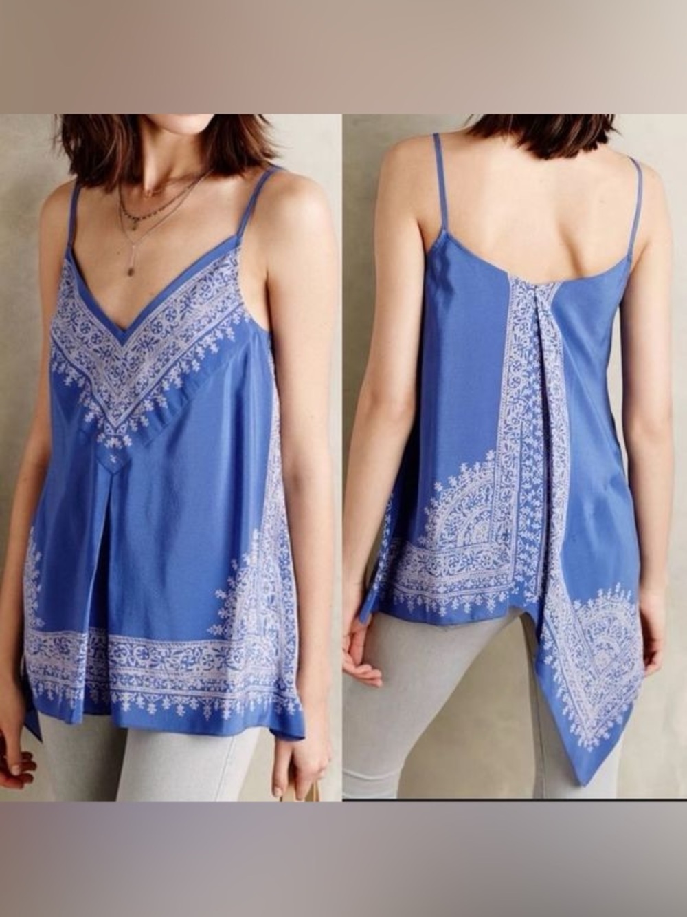 Anthropologie Silk Asymmetrical Scarf Cami